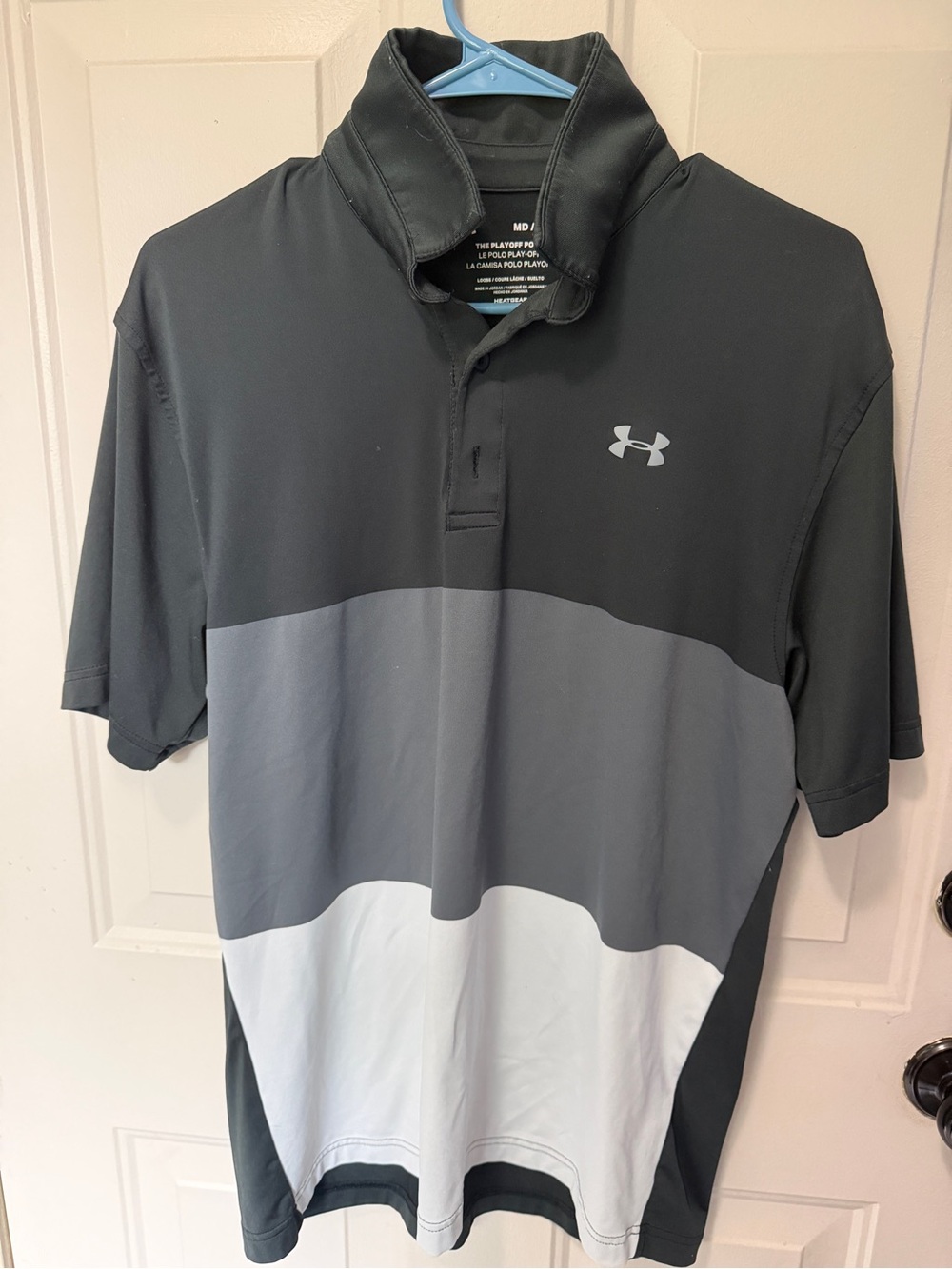 Under Armour Men’s Black, Gray & White Block Polo